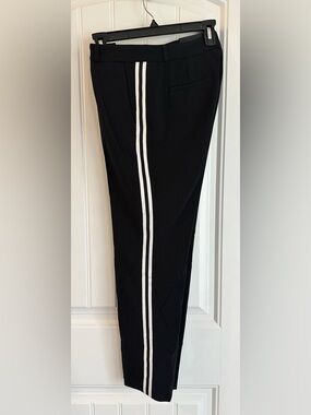 Banana Republic Women's Avery Dress Pants, Black with White Side Stripes, Size 2